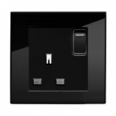 Single switched socket Black PG | Glass Plug sockets by Retrotouch