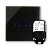 RTS2040 Touch & Remote Light Switch 2 Gang Black Glass