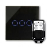 RTS2040 Touch & Remote Light Switch 3 Gang Black Glass
