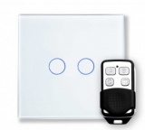 RTS2040 Touch & Remote Light Switch 2 Gang White Glass