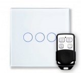 RTS2040 Touch & Remote Light Switch 3 Gang White Glass