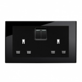 RTS2000 13A DP Double Plug Socket with Switch PG Black