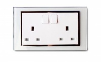 RTS2000 13A Double Chrome Trim Plug Socket with switch White