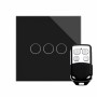 Crystal PG Touch & Remote Light Switch 3 Gang Black
