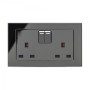Crystal PG 13A DP Double Plug Socket with Switch Black