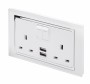 Crystal CT 2.1A USB & 13A DP Double Plug Socket with Switch White