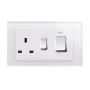 Crystal 45A DP Cooker & 13A Socket White Glass