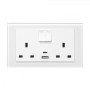 Crystal 3.1A USBC & 13A DP Double Plug Socket with Switch White PG