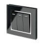 Crystal CT (Retractive/Pulse) Light Switch 3 Gang Black