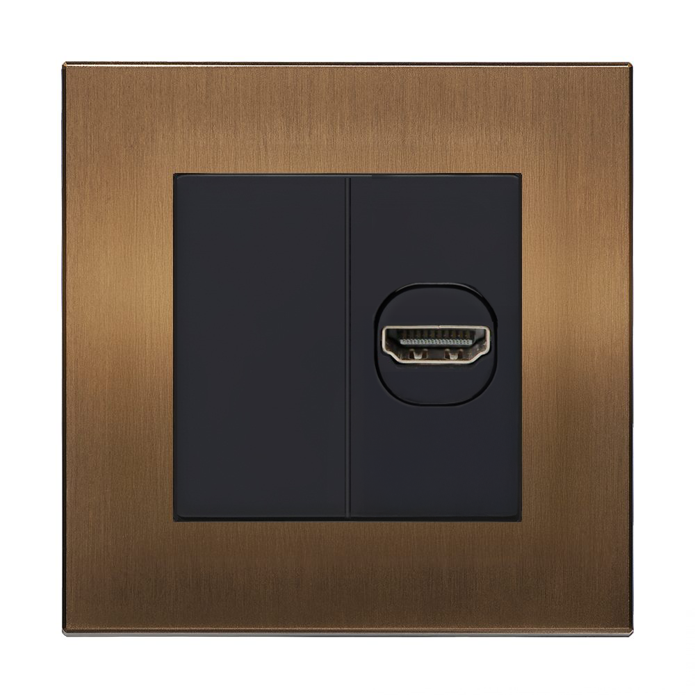 Aura HDMI Socket - Brushed Bronze RetroTouch Light Switches & Plug Sockets