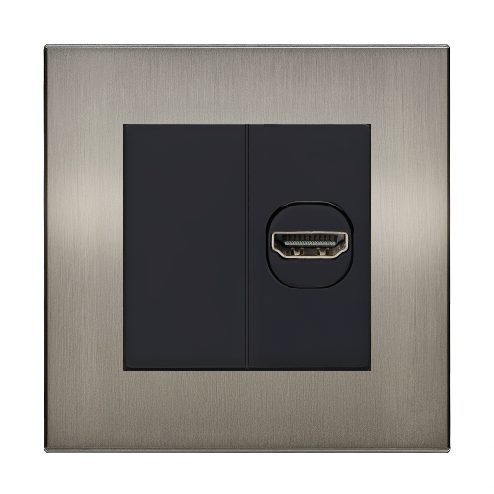 Aura HDMI Socket - Brushed Nickel RetroTouch Light Switches & Plug Sockets
