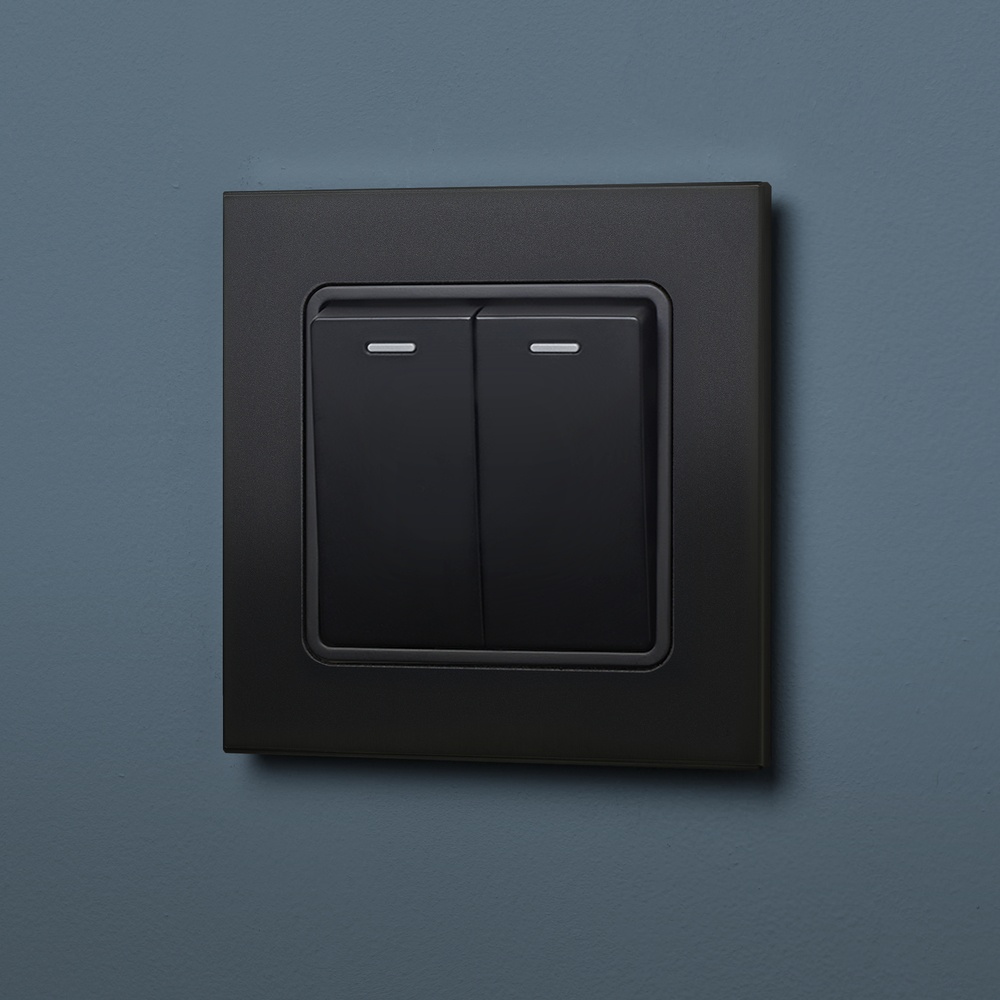 Aura Double Retractive Switch - Matt Black RetroTouch Light Switches ...