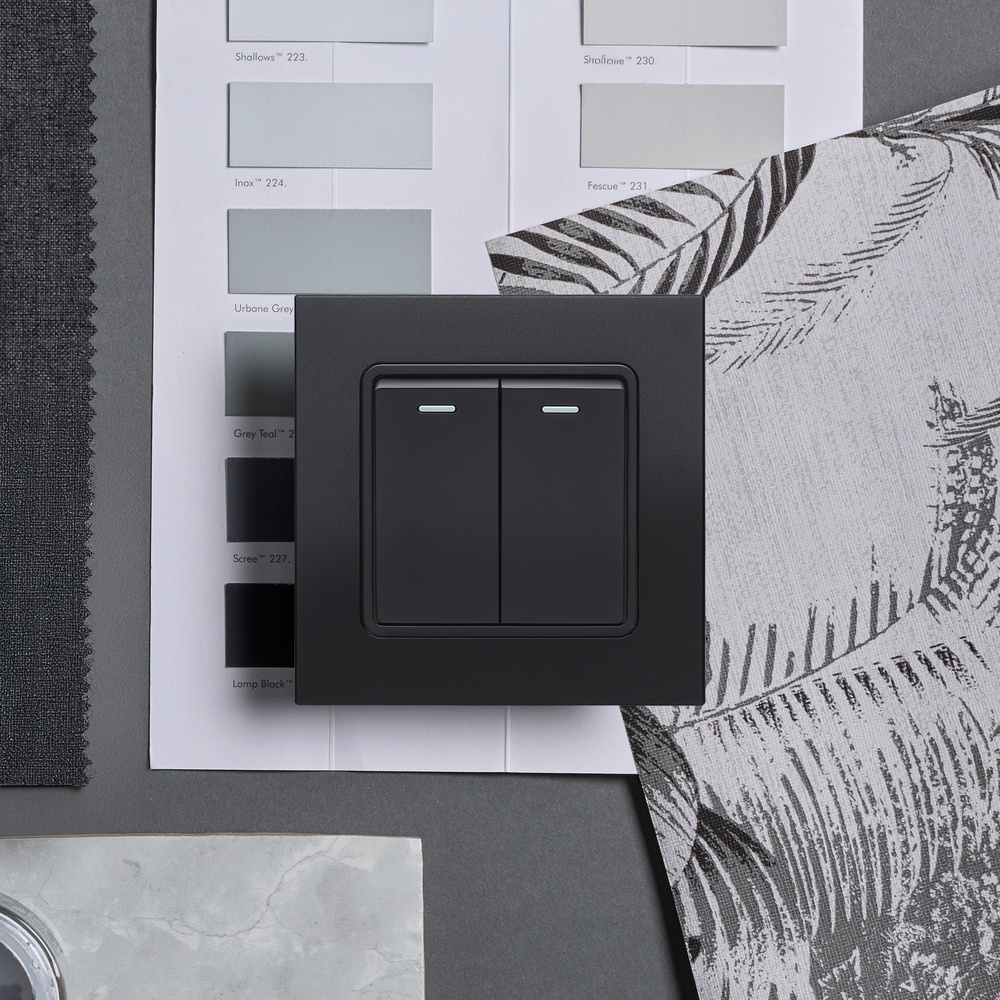Aura Double Retractive Switch - Matt Black RetroTouch Light Switches ...