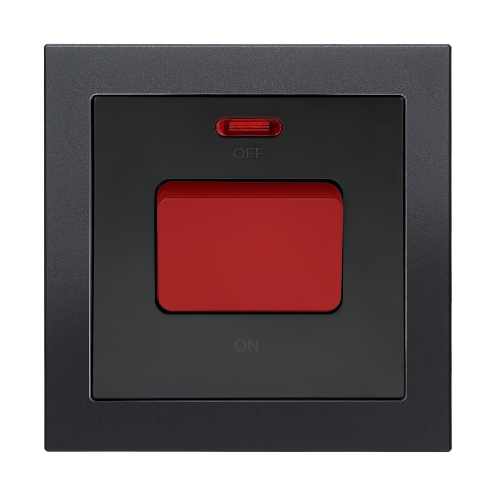 Aura 45A Switch with Neon - Matt Black RetroTouch Light Switches & Plug ...