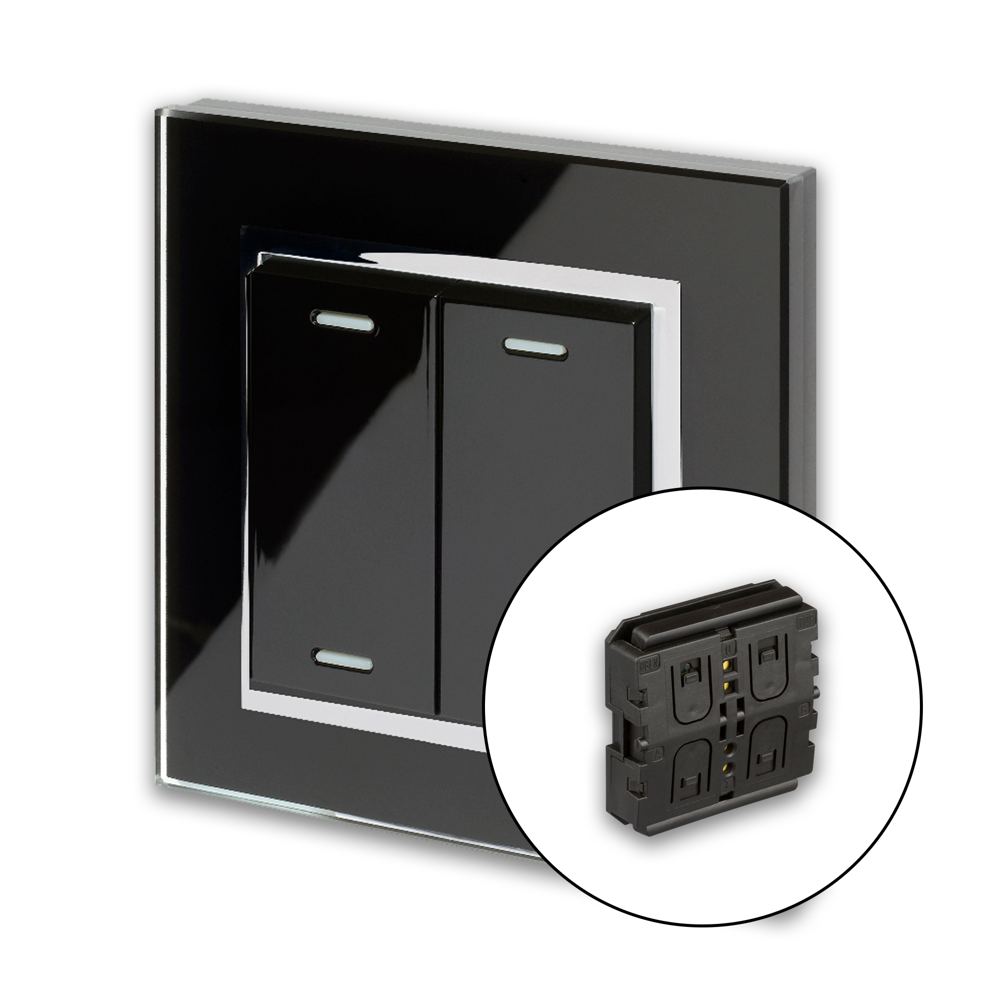 Retrotouch RF KNX Wireless Switch - Black With Chrome Trim RetroTouch ...