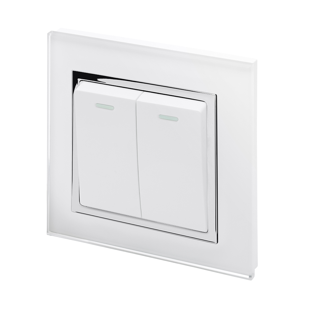 Crystal CT 2 Gang Rocker Light Switch White - RetroTouch Designer Light  Switches & Plug Sockets