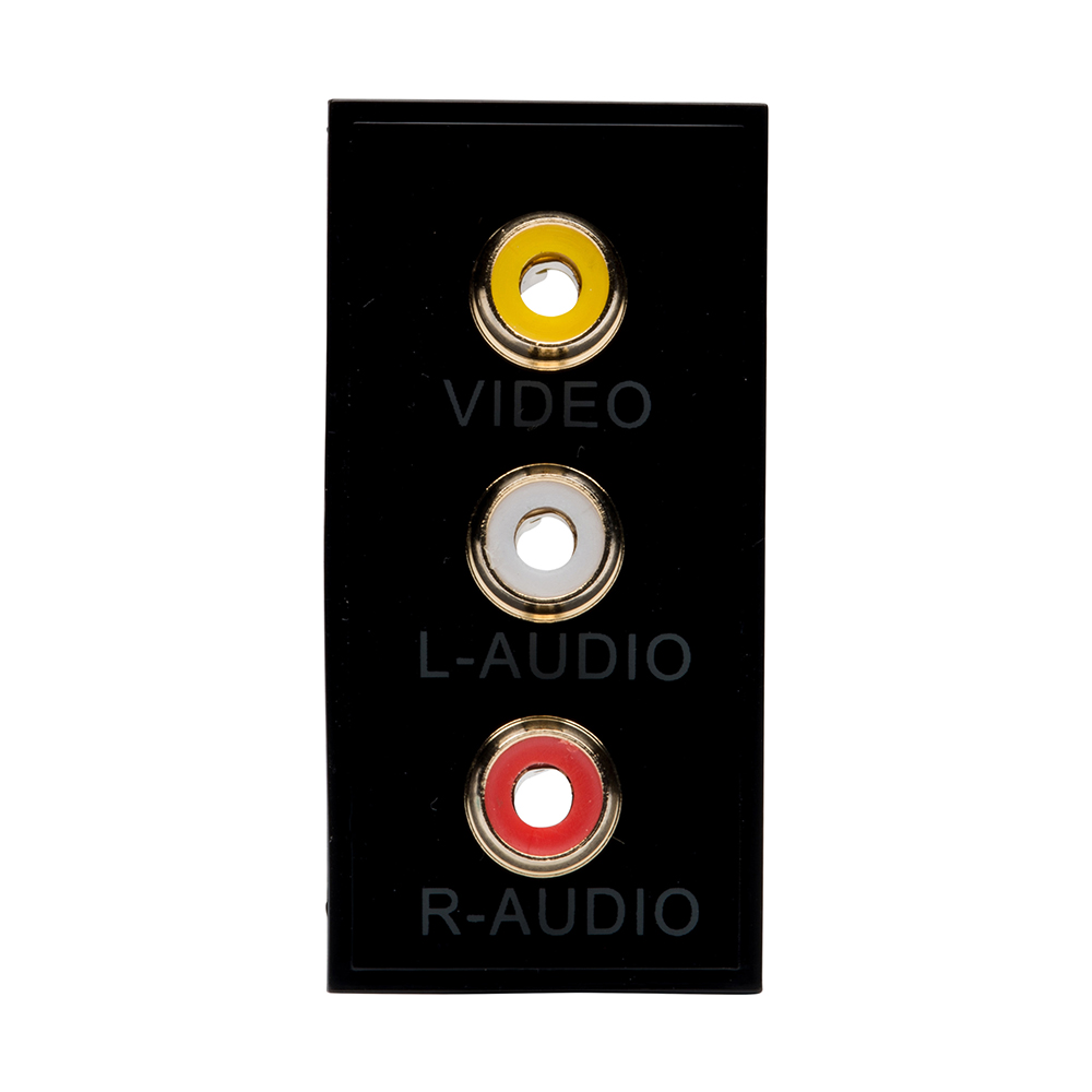 RT Triple RCA (25mm x 50mm) Black RetroTouch Light Switches & Plug Sockets