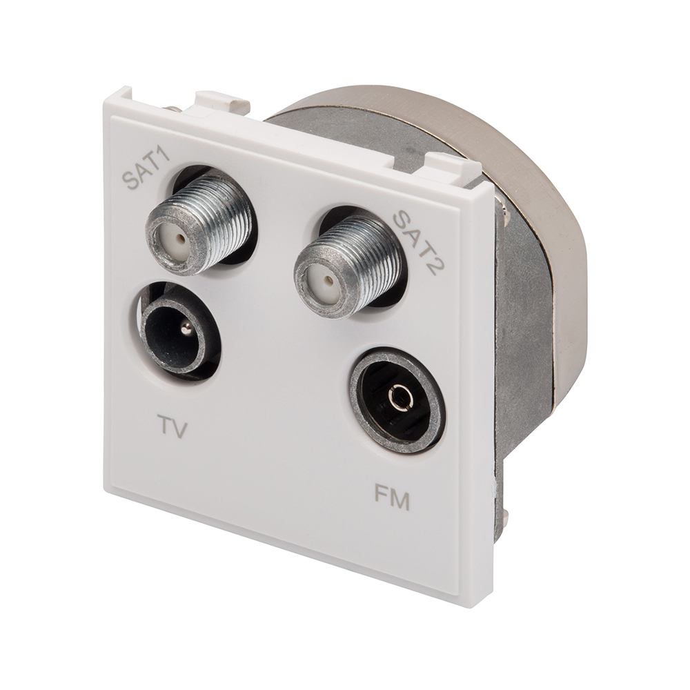 RT Quadplexed Outlet Module (50mm x 50mm) White RetroTouch Light ...