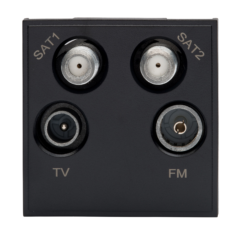 RT Quadplexed Outlet Module (50mm x 50mm) Black RetroTouch Light ...