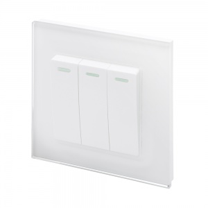 RetroTouch 1 Gang 10A Rocker Light Switch – White Glass – 1 Or 2 Way – UK Standard – CT 00191